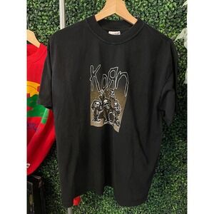 vtg 90s KORN MUSIC See You BAND Tee // vintage rock black music concert festival